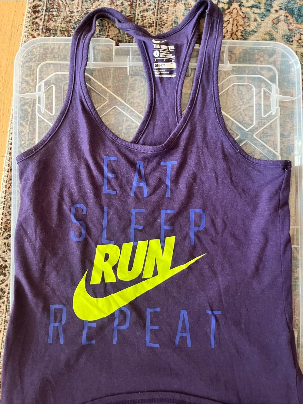 Nike Purple Racerback Tank with Neon Yellow RUN Swoosh